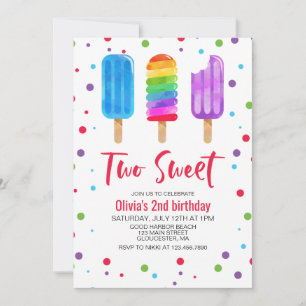 Invitación de cumpleaños número 2 de Rainbow Ice P