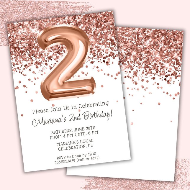 Invitación de cumpleaños número 2 de Rose Gold (Subido por el creador)