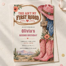 Invitación de cumpleaños número 2 de Second Rodeo,