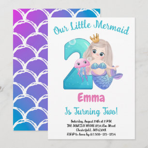 Invitación de cumpleaños número 2 de sirena