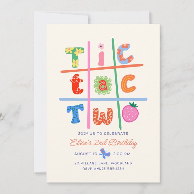 Invitación de cumpleaños número 2 de Tic Tac Two G (Anverso)