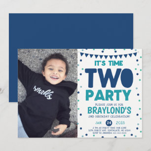 Invitación de cumpleaños número 2 de Time Two Part