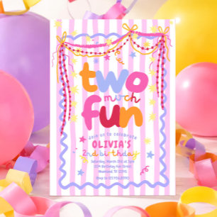 Invitación de cumpleaños número 2 de 'Two much fun