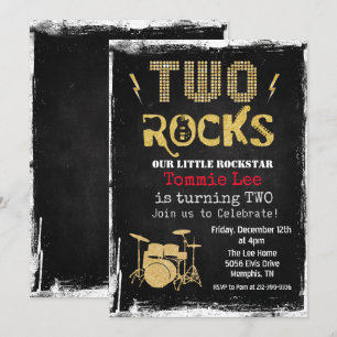 Invitación de cumpleaños número 2 de Two Rocks Roc