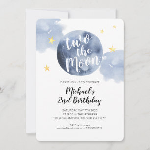Invitación de cumpleaños número 2 de Two the Moon