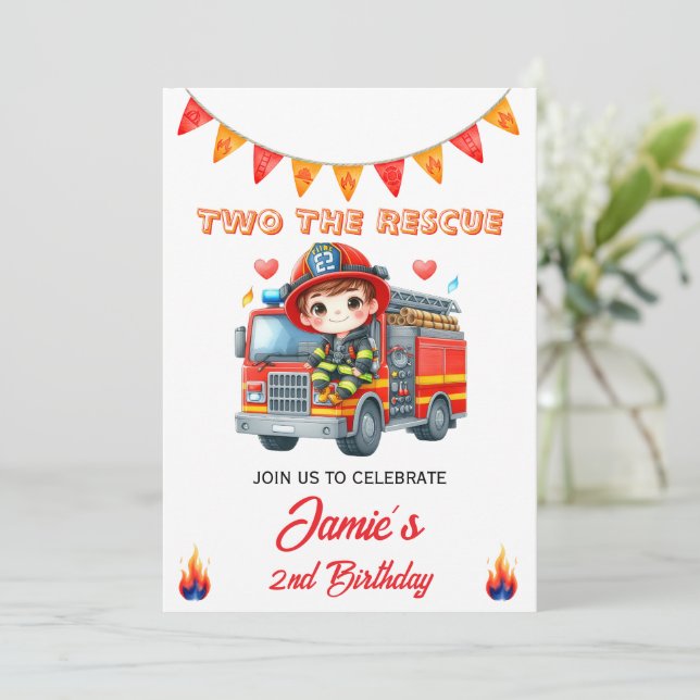 Invitación de cumpleaños número 2 del camión de bo (Anverso de pie)