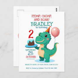 Invitación de cumpleaños número 2 del dinosaurio T