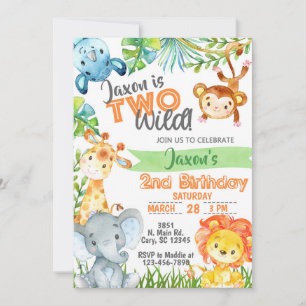 Invitación de cumpleaños número 2 del niño Safari 