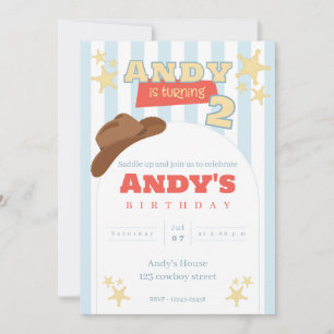 Invitación de cumpleaños número 2 del pequeño vaqu