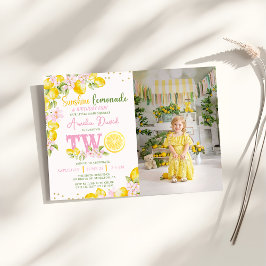 Invitación de cumpleaños número 2 floral de limona