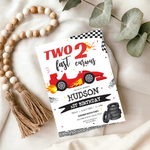 Invitación de cumpleaños número 2 niño coche de ca