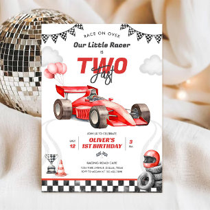 Invitación de cumpleaños número 2 niño coche de ca