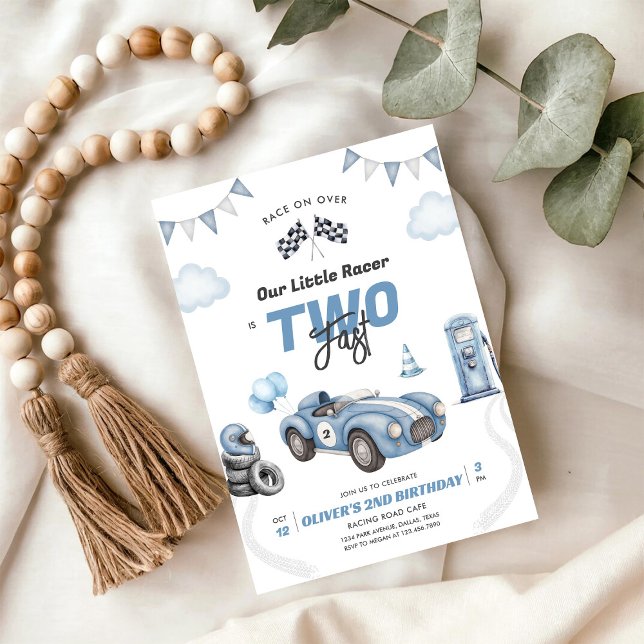 Invitación de cumpleaños número 2 niño coche de ca (Subido por el creador)
