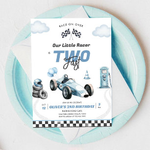 Invitación de cumpleaños número 2 niño coche de ca