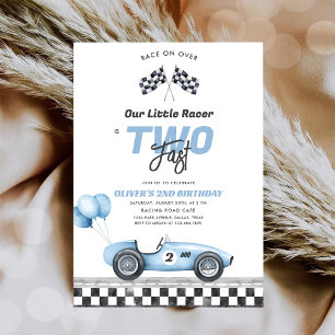 Invitación de cumpleaños número 2 niño coche de ca