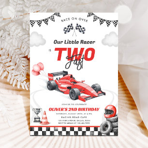 Invitación de cumpleaños número 2 niño coche de ca
