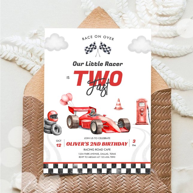 Invitación de cumpleaños número 2 niño coche de ca (Subido por el creador)