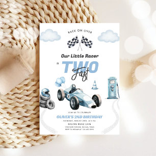 Invitación de cumpleaños número 2 niño coche de ca