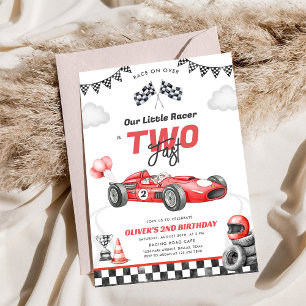 Invitación de cumpleaños número 2 niño coche de ca