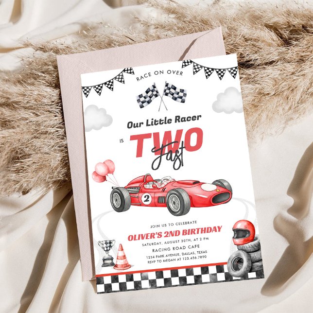 Invitación de cumpleaños número 2 niño coche de ca (Subido por el creador)