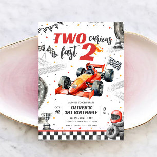 Invitación de cumpleaños número 2 niño coche de ca