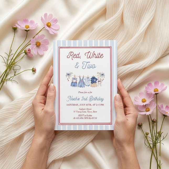 Invitación de cumpleaños número 2 niño rojo blanco (Subido por el creador)