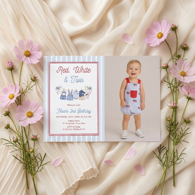 Invitación de cumpleaños número 2 niño rojo blanco (Subido por el creador)