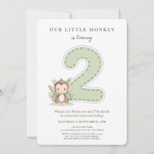 Invitación de cumpleaños número 2 Our Little Monke