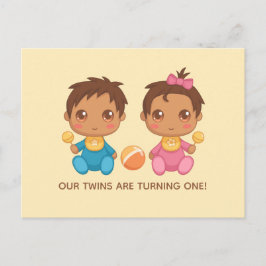 Invitación de cumpleaños número 2 para gemelos beb