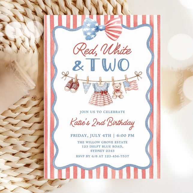 Invitación de cumpleaños número 2 patriótica roja  (Subido por el creador)