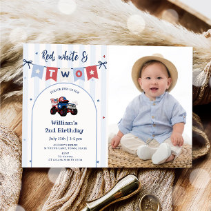 Invitación de cumpleaños número 2 patriótica rojo 