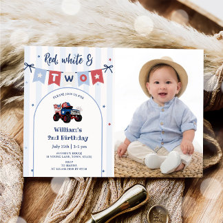 Invitación de cumpleaños número 2 patriótica rojo