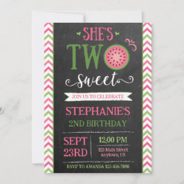 Invitación de cumpleaños número 2 Pink Green Two S