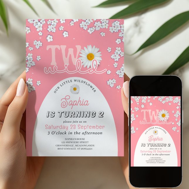 Invitación de cumpleaños número 2 Pink Wild One Da (Subido por el creador)