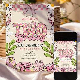 Invitación de cumpleaños número 2 retro de Daisy