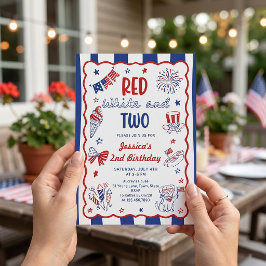 Invitación de cumpleaños número 2 rojo blanco y do