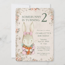 Invitación de cumpleaños número 2 'Somebunny is Tu
