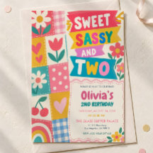 Invitación de cumpleaños número 2 Sweet and Sassy,