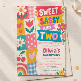 Invitación de cumpleaños número 2 Sweet and Sassy,