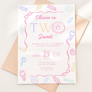 Invitación de cumpleaños número 2 Two Sweet Candy 