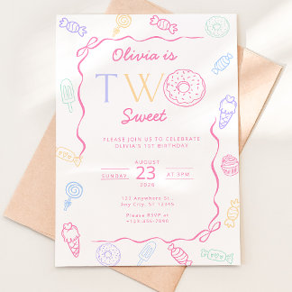 Invitación de cumpleaños número 2 Two Sweet Candy