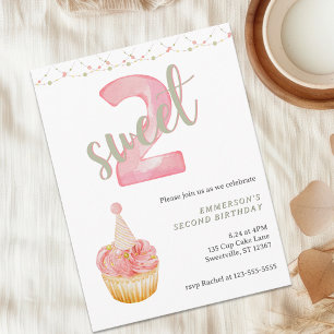 Invitación de cumpleaños número 2 Two Sweet Cute C