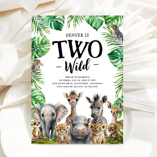Invitación de cumpleaños número 2 Two Wild Jungle