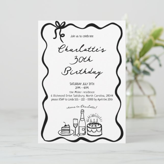 Invitación de cumpleaños número 30 (Anverso de pie)