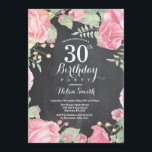 Invitación de cumpleaños número 30 a la floral bot<br><div class="desc">Invitación Botánica Floral 30 cumpleaños. Invitación de cumpleaños para mujeres a los pueblos rosados florales. Flor floral acuarela. Elegantes flores rosas y peones. Cumpleaños de adultos. Fondo del tablero.Blanco y negro. 13. 15. 16. 18. 20. 21. 30. 40. 50. 60. 70. 80. 90. 100. Cualquier edad. Para más personalización, haga...</div>