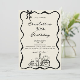 Invitación de cumpleaños número 30 a mano MODERNA