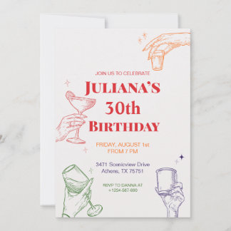 Invitación de cumpleaños número 30 a tomar cóctel 