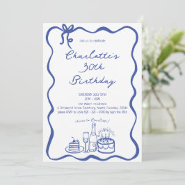 Invitación de cumpleaños número 30 con la mano AZU