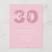 Invitación de cumpleaños número 30 con letra cursi