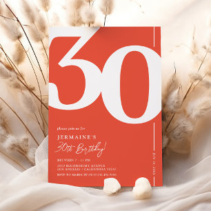Invitación de cumpleaños número 30 con letra Serif